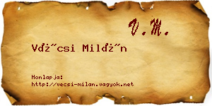 Vécsi Milán névjegykártya