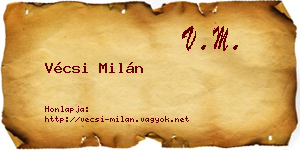 Vécsi Milán névjegykártya